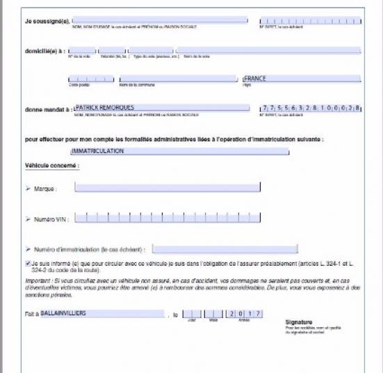 Mandat Immatriculation cerfa 13757*03