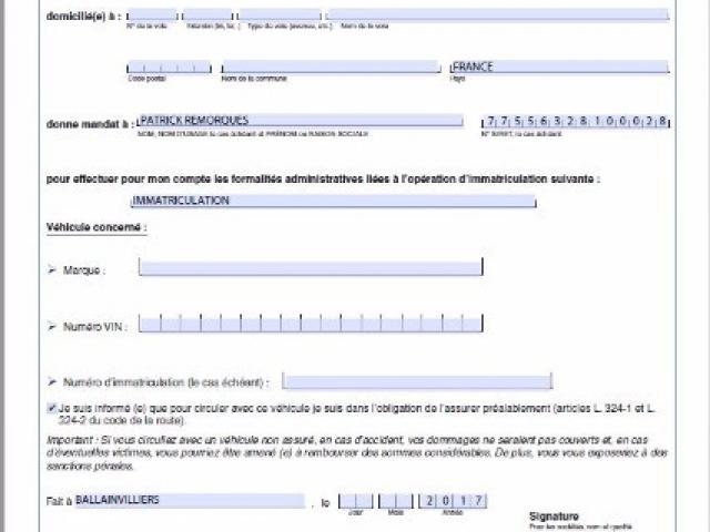 Mandat Immatriculation cerfa 13757*03